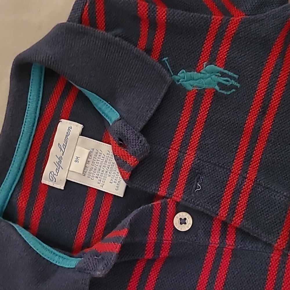 Ralph Lauren Red And Blue Striped Shortall - Picture 2 of 5
